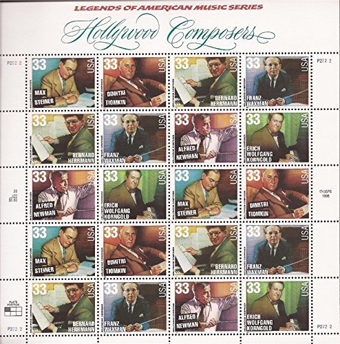 Hollywood Composers 1999 33-Cent (Sheet of 20) Definitive Denominated Mail-Use Additional Postage Stamps