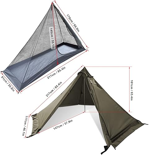 Miniatura 2 de Tienda de campaña de doble capa con estufa Jack Tienda de tipi al aire libre para acampar mochilero senderismo