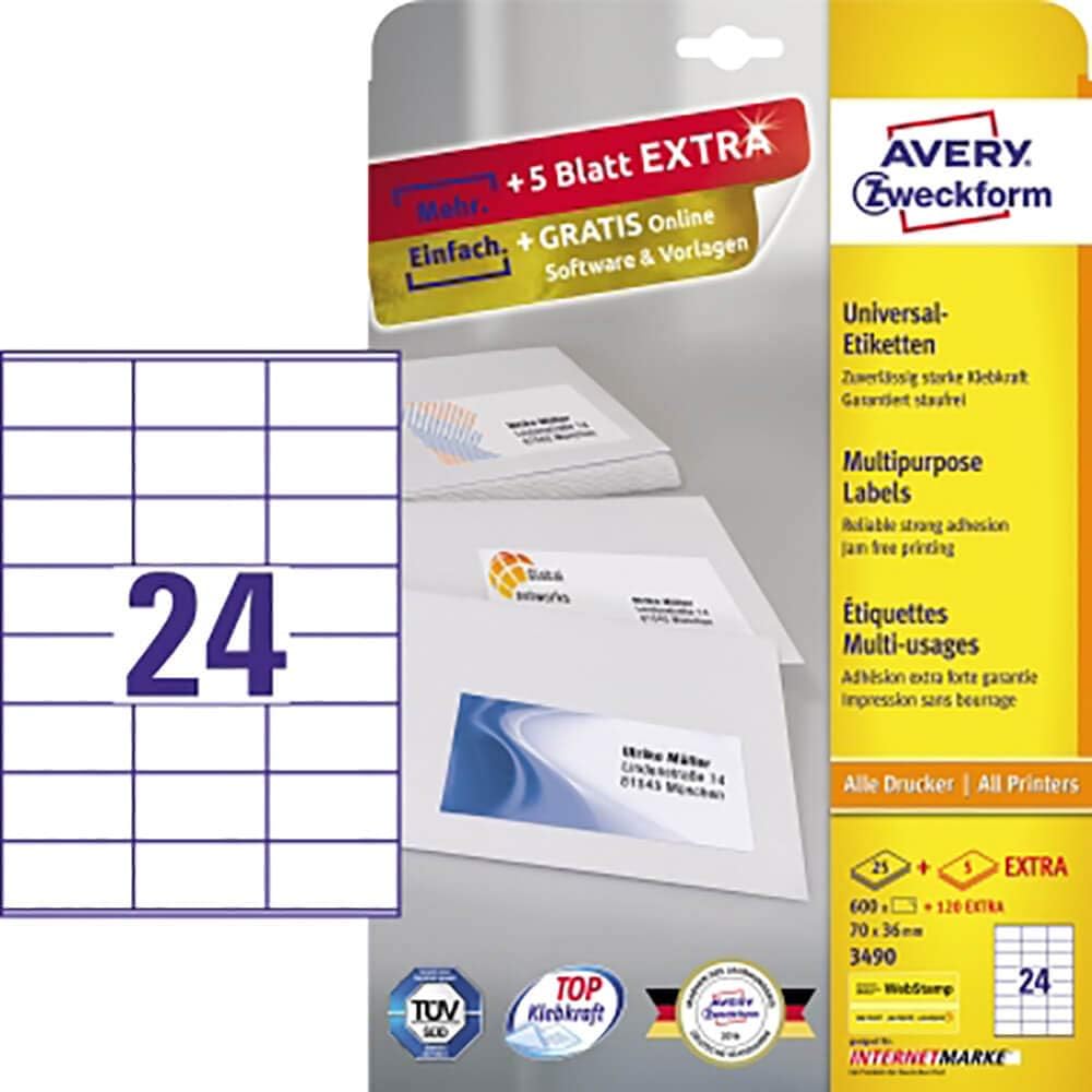 AVERY Zweckform 3659 Adressaufkleber (1.200 Klebeetiketten, 97x42,3mm