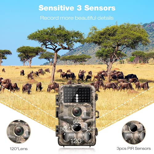 Wildkamera 20MP 1080P Nachtsicht mit 3 Sensoren Bewegungsmelder zur Beobachtung, Wildtierkamera mit IP56 Wasserdicht – Bild 4