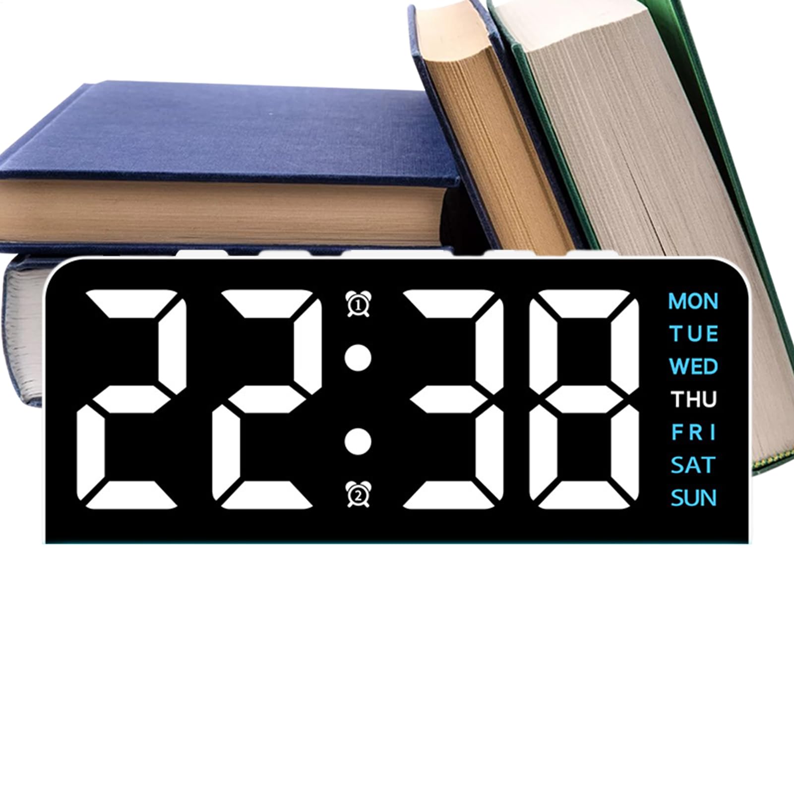 Reloj despertador digital LED con brillo ajustable de 4 modos y fecha para dormitorio