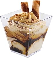 Vista 5 de Tosnail Paquete de 80 vasos cuadrados de plástico transparente para postres de 7 onzas con 100 cucharas