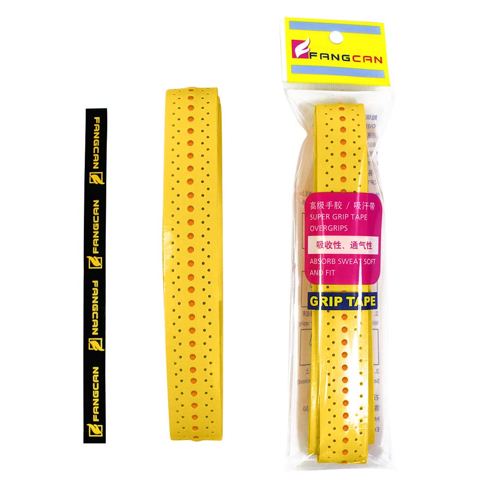 EVA-Keel Cushion Sweat Absort Soft Perforated Tacky Feel Tennis Squash Badminton Overgrip Pack of 3 (Yellow)