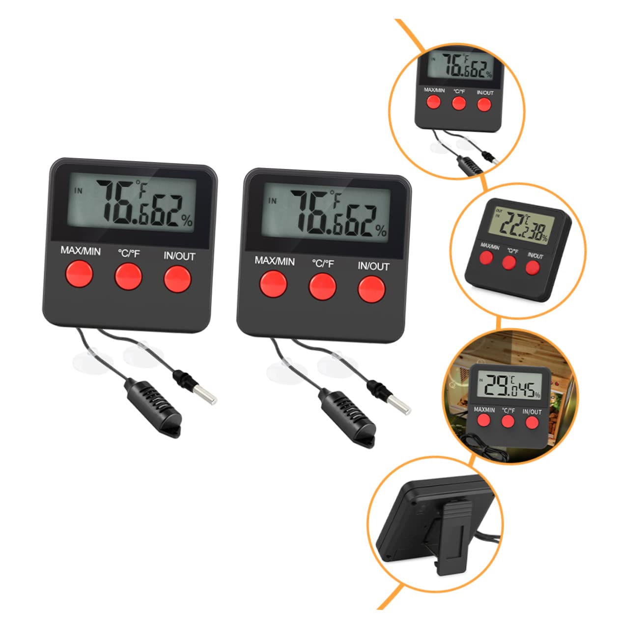 COLLBATH 4sätze Hygrometer Und Thermometer Für Terrarien Präzise Temperatur Und Luftfeuchtigkeitsmessung Für Reptilien Und Eier-inkubation Einfach Zu Montieren