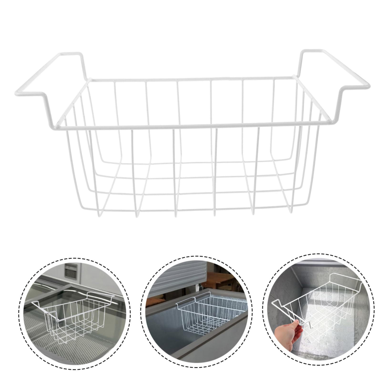 Ciieeo Cestello per Congelatore Pozzetto Organizer in Filo Metallico Design Aperto Maniglia per Organizzazioneefficiente del Congelatore Adatto Molteplici Modelli