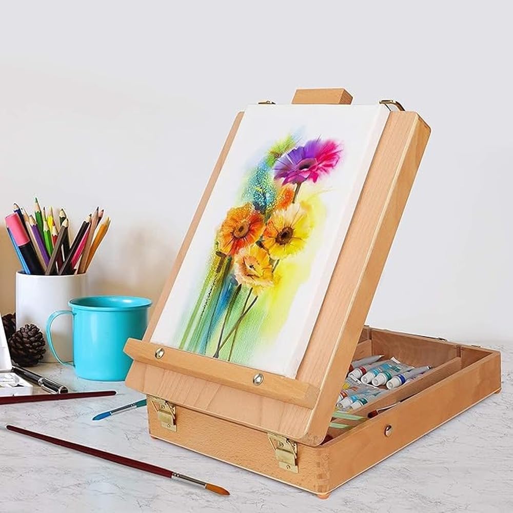 Cavalletto da pittura da tavolo regolabile, scatola per schizzi con