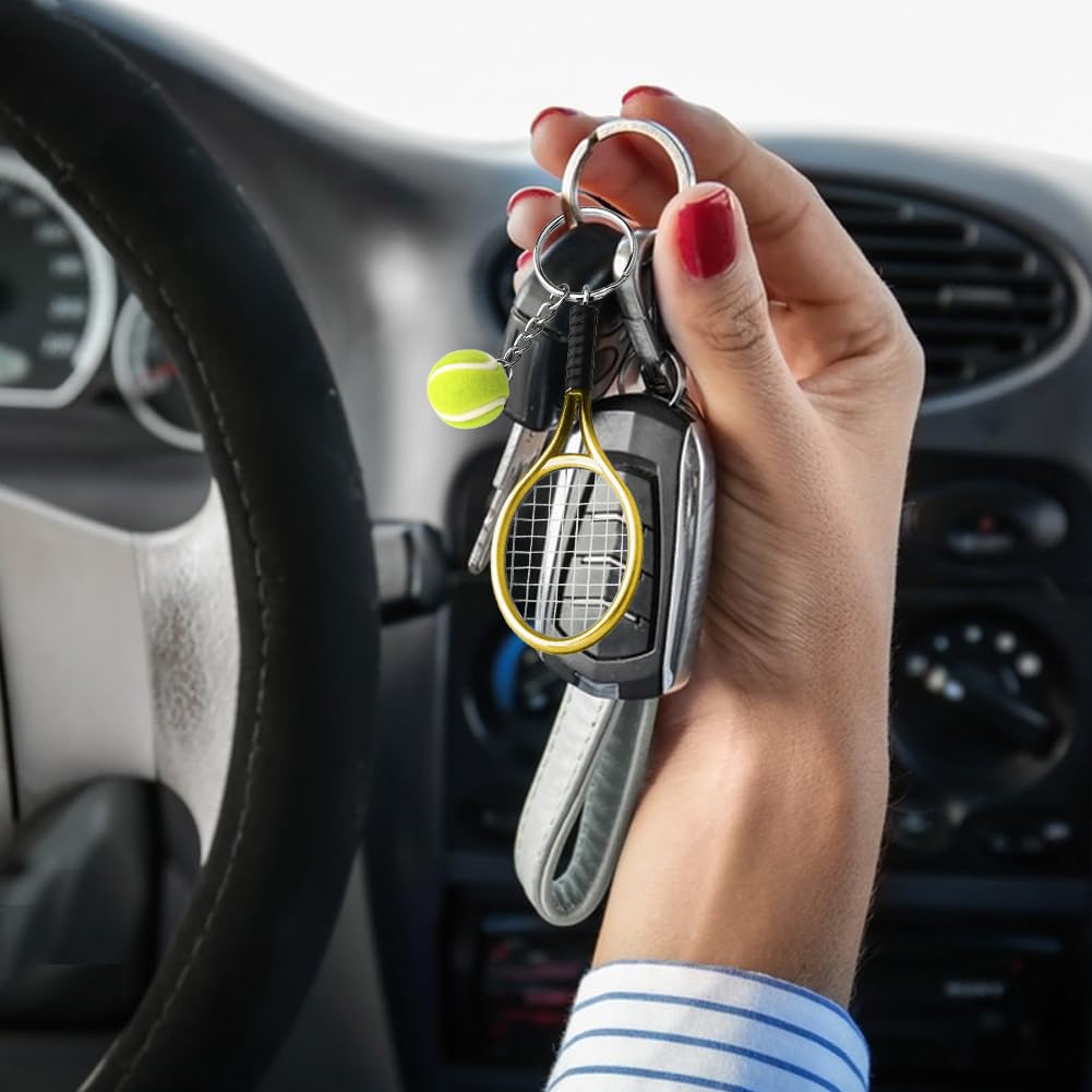 EQLEF Tennis Racket Keychain, 3 Pcs Mini Tennis Ball Keyring Sport Keyring Creative Metal Keychain for Kids Tennis Lovers - Image 4