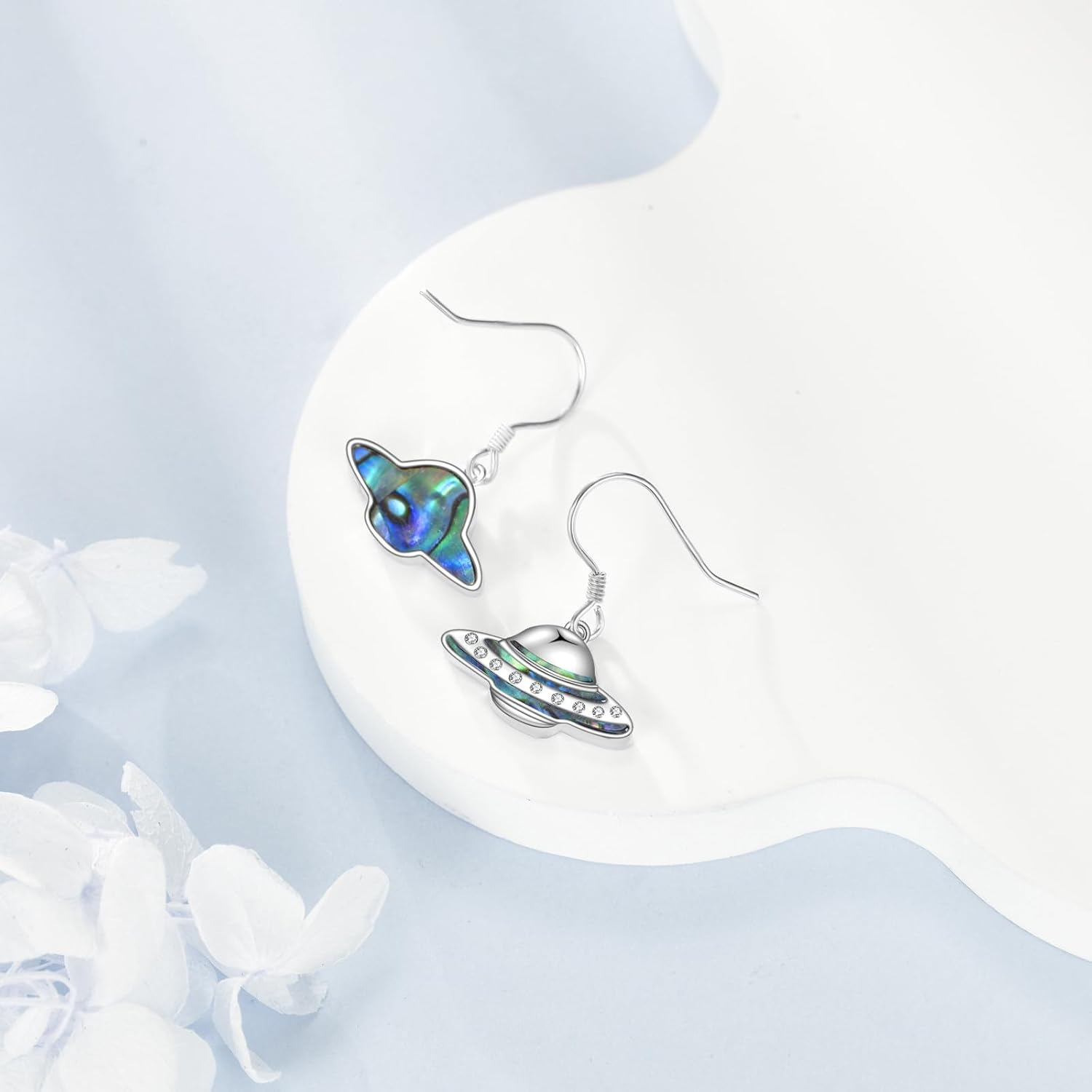 UFO Earrings S925 Sterling Silver Spaceship/Alien Earrings UFO Funny Jewelry Gifts For Women Female