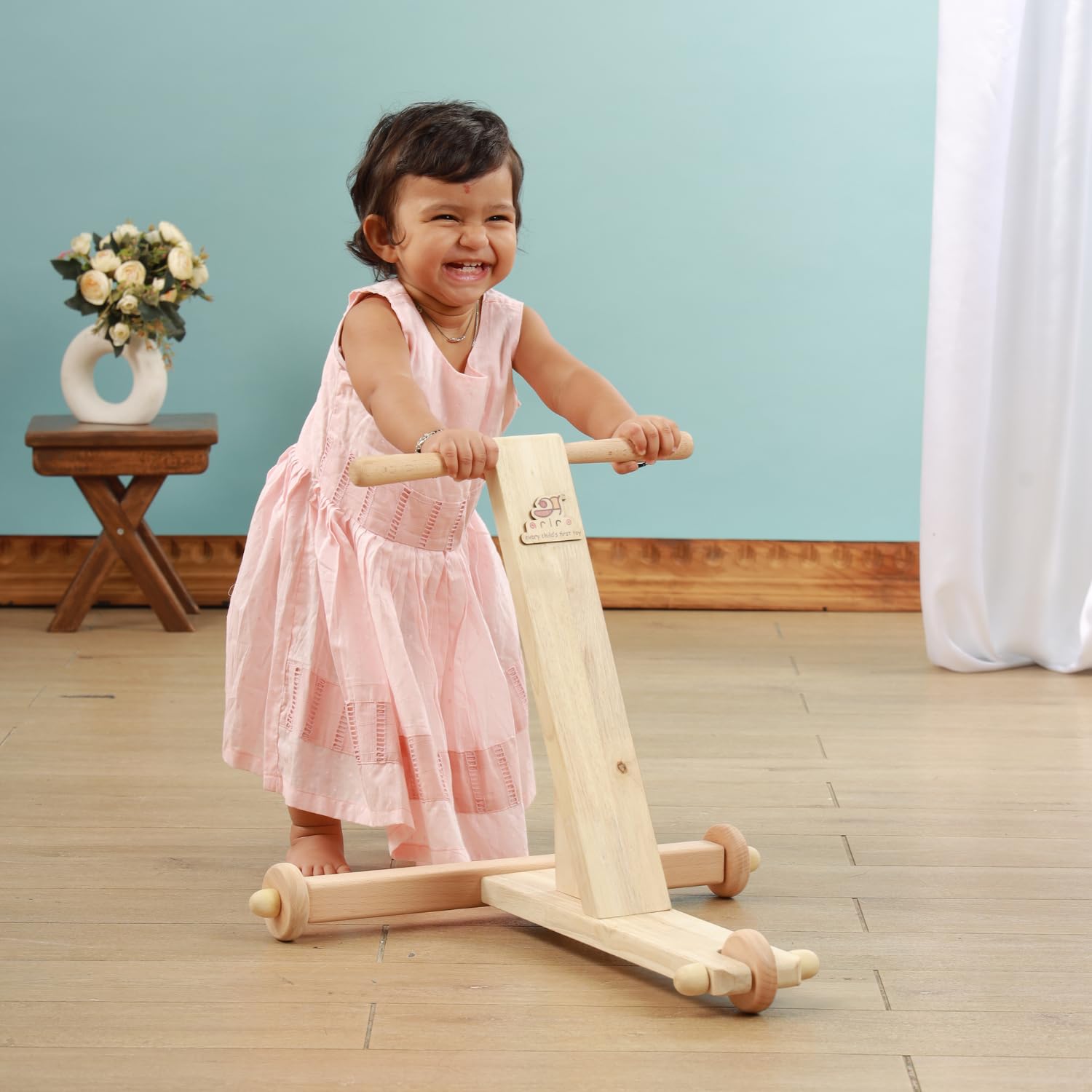 Ariro Toys Wooden Push Walker (nadai vandi) for Infants and Toddlers | Sturdy Baby | Montessori Push Wagon for 9 Months and Above | Easy to Assemble Kid - Image 7 thumbnail
