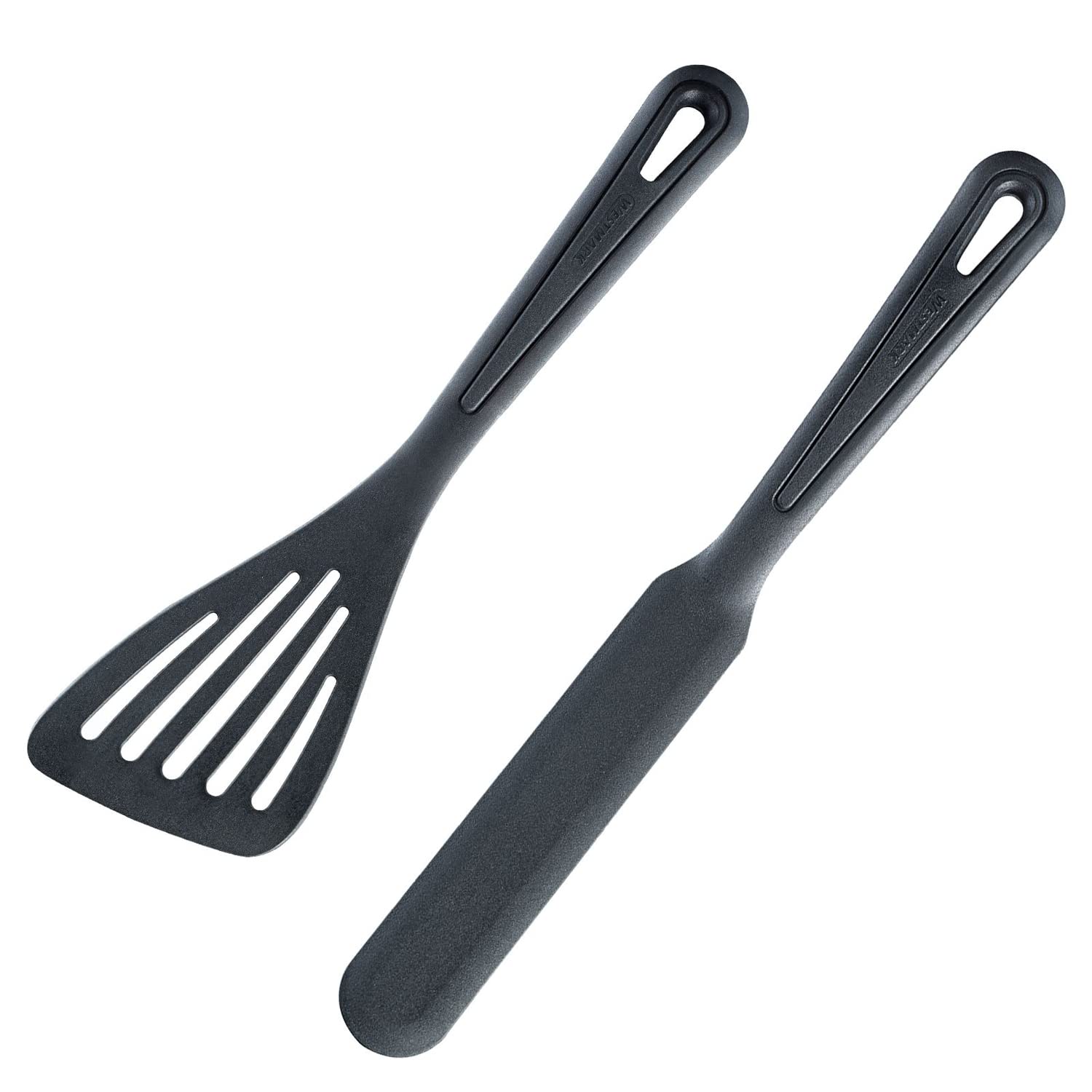 Westmark 28352275 Crepe Spatula + Spatula, Heat Resistant up to 270 °C, PPA, Gentle Plus, Black