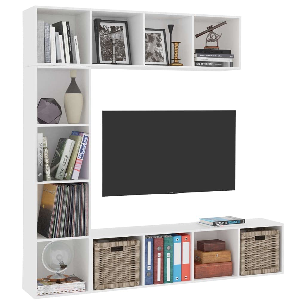 Set Mobili Libreria/Porta TV 3 pz Bianco 180x30x180 cm (74,5KG)