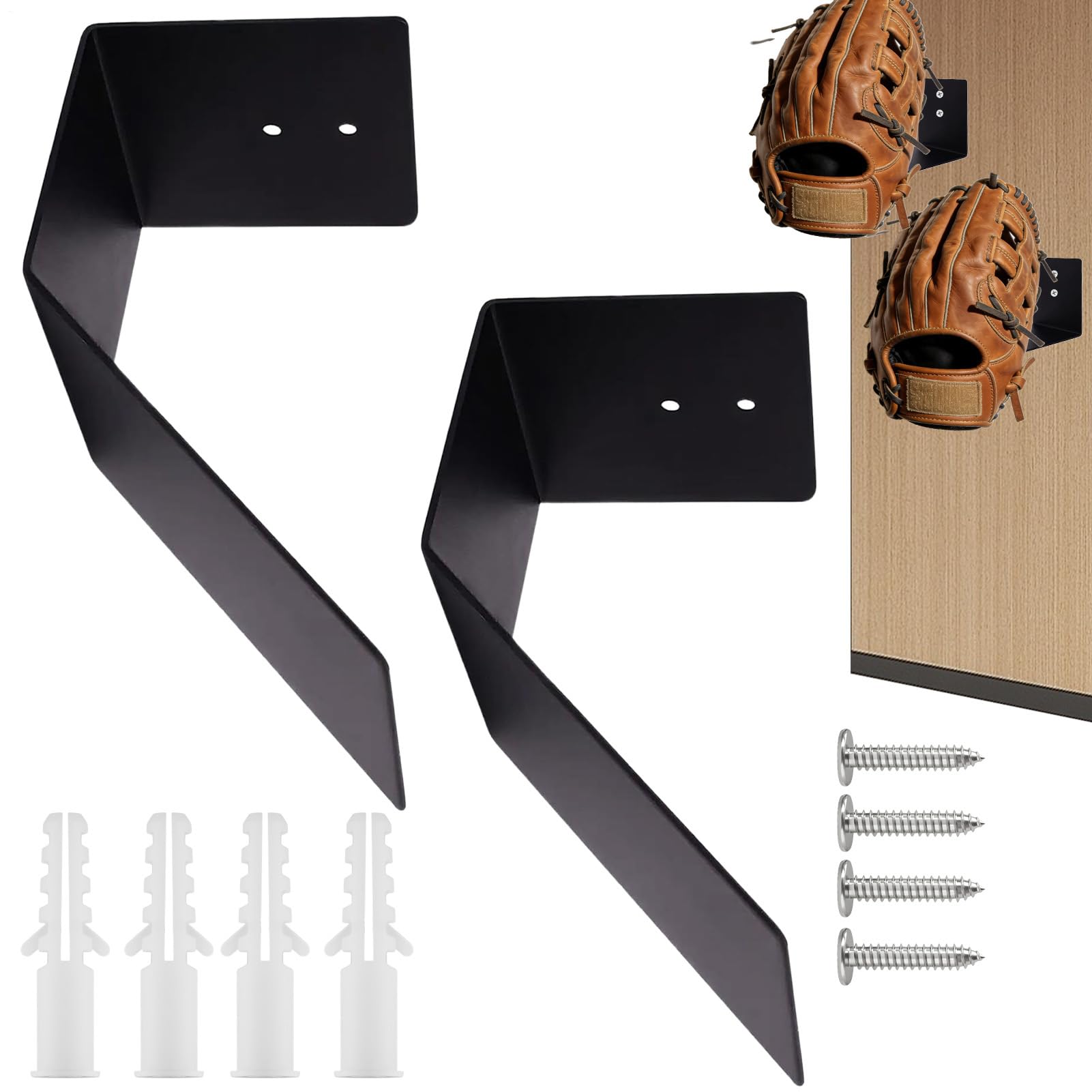 Baseball Handschuh Wandhalterung,2 Stück Stahl Unsichtbar Schwebend Platzsparender Organizer - Sport-Deko Softball-Handschuh-Display | Für Zuhause, Büro, Wohnung, Schlafzimmer Und Wohnzimmer