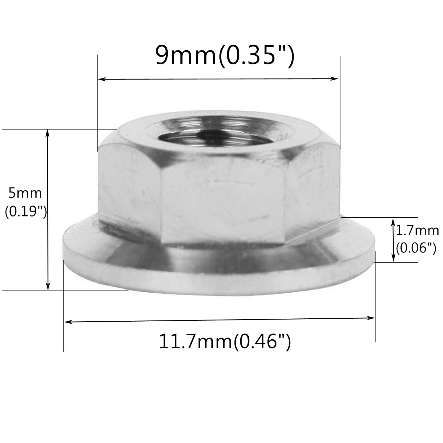 M14 X 1.25 Pitch Titanium Hex Flange Nut - Aerospace Grade For Bikes & Motorcycles
