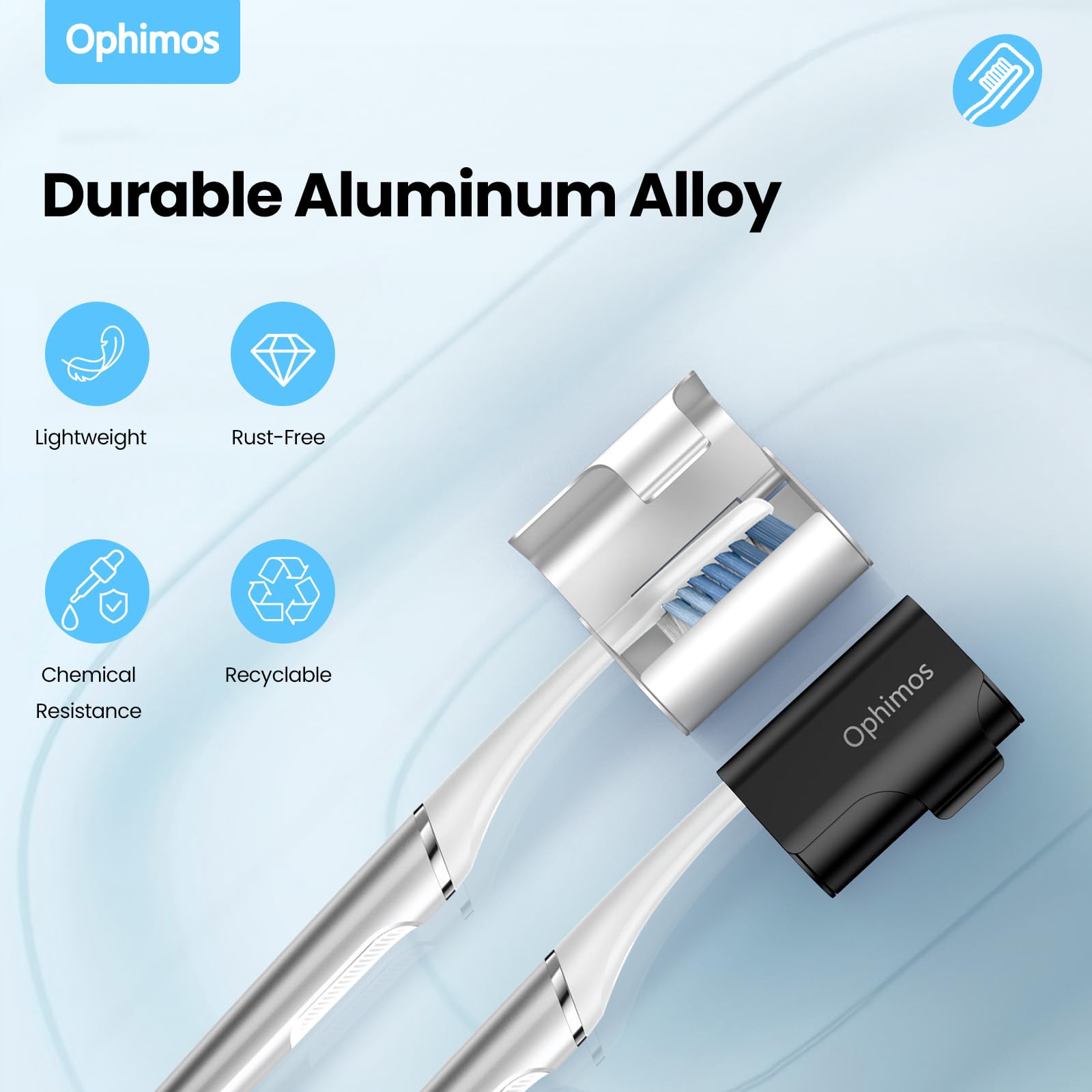 Cubierta protectora de aleación de aluminio para cabezal de cepillo de dientes, respetuosa con el medio ambiente y antigrietas, lista para viajar para la mayoría de cepillos eléctricos