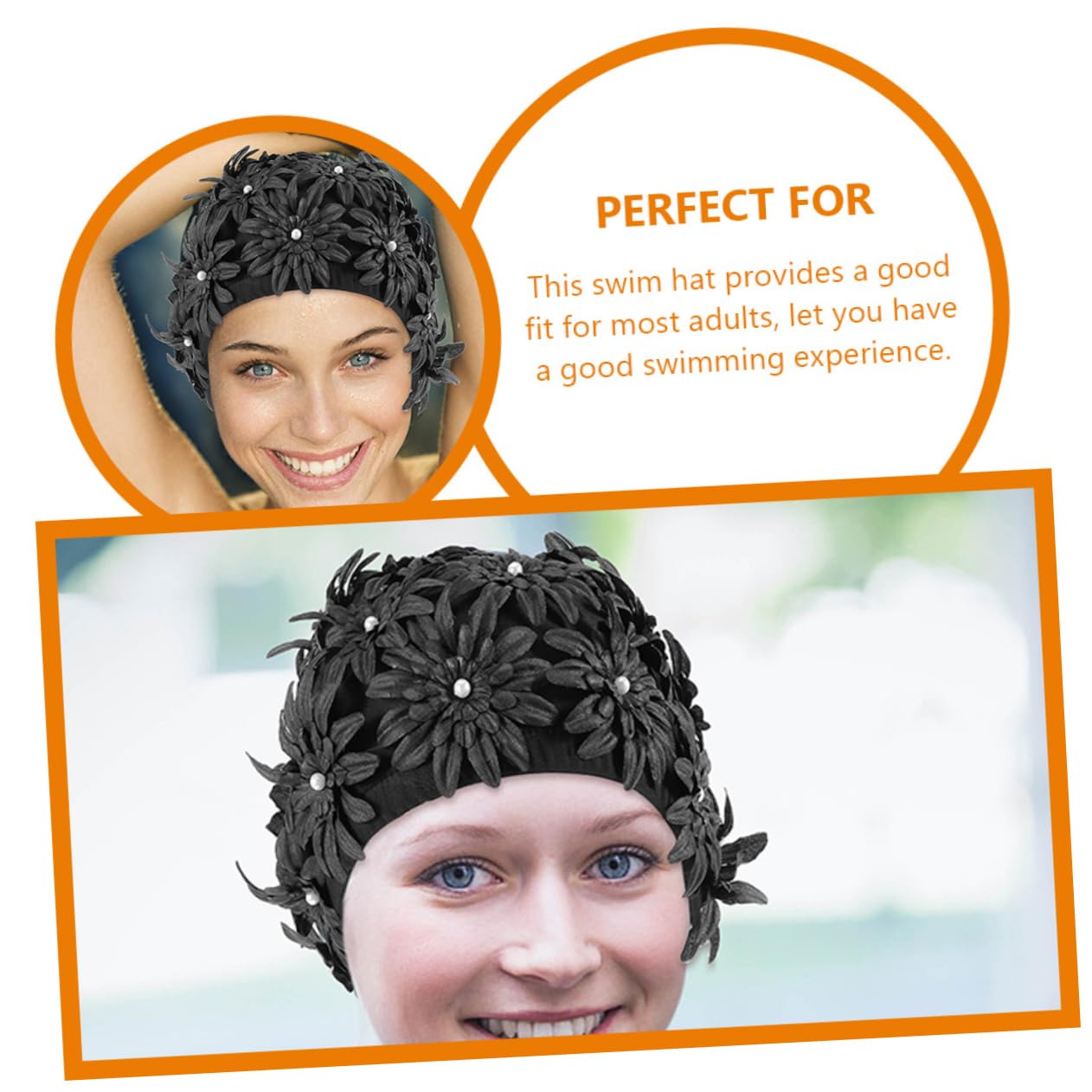 Gorro De Natación Floral Mujeres Protección del Cabello Gorro De Natación Y Elástico Piscina De Brocado Y Actividades Acuáticas