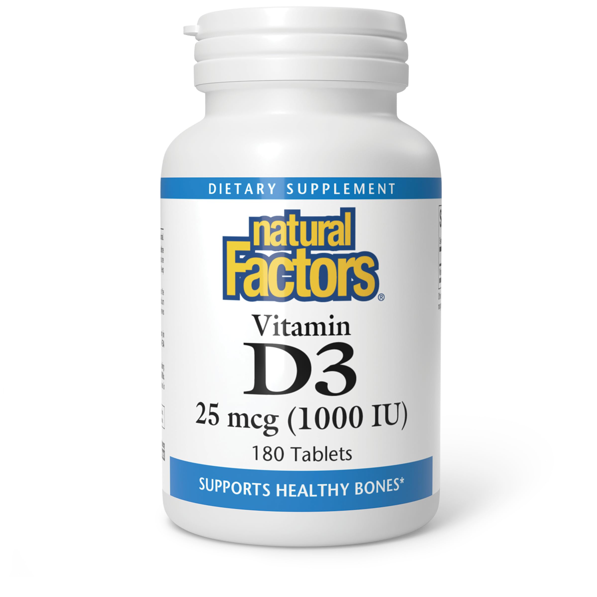 Natural Factors, Vitamin D3 1000 IU (25 mcg), Supports Strong Bones, Muscles and Immune Function, 180 Tablets