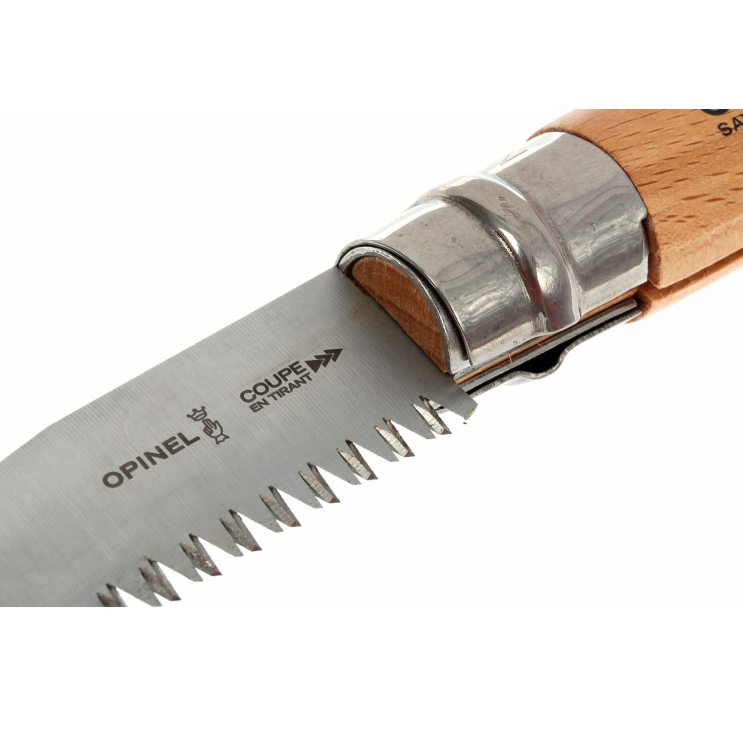 Opinel - Scie de Poche N°12 - Lame Dentée 12 cm Acier Carbone, Manche Bois de Hêtre, Bague de Sécurité Virobloc - Idéal Jardinage, Outdoors - Garantie à Vie