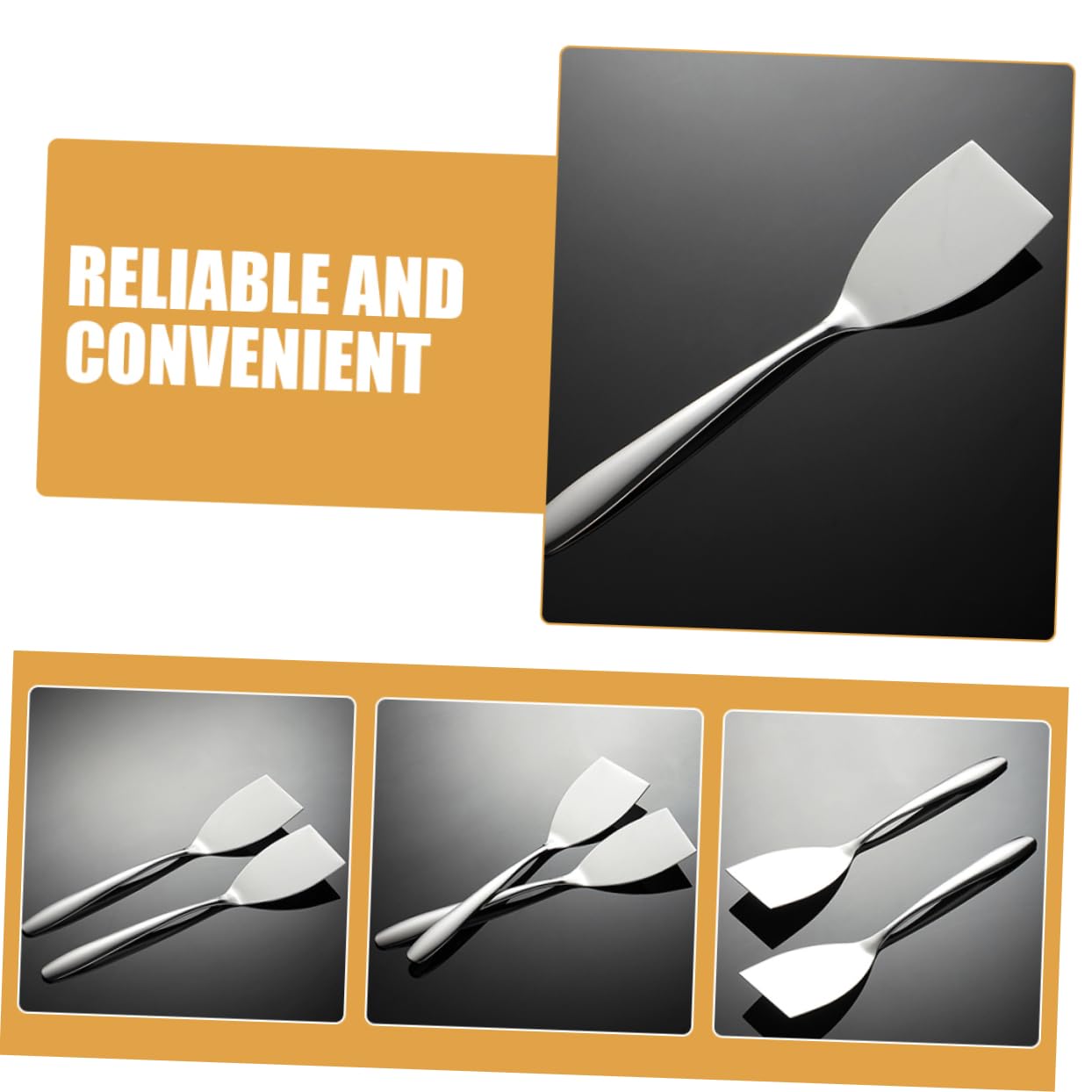 POPETPOP 5 Set Spatola per Friggere in Acciaio Inossidabile Bistecche Cucina Pinna per Bistecca Grasso Girando Chef Mini Spatola per Pancake in Metallo per Grill 2 Pezzi*5