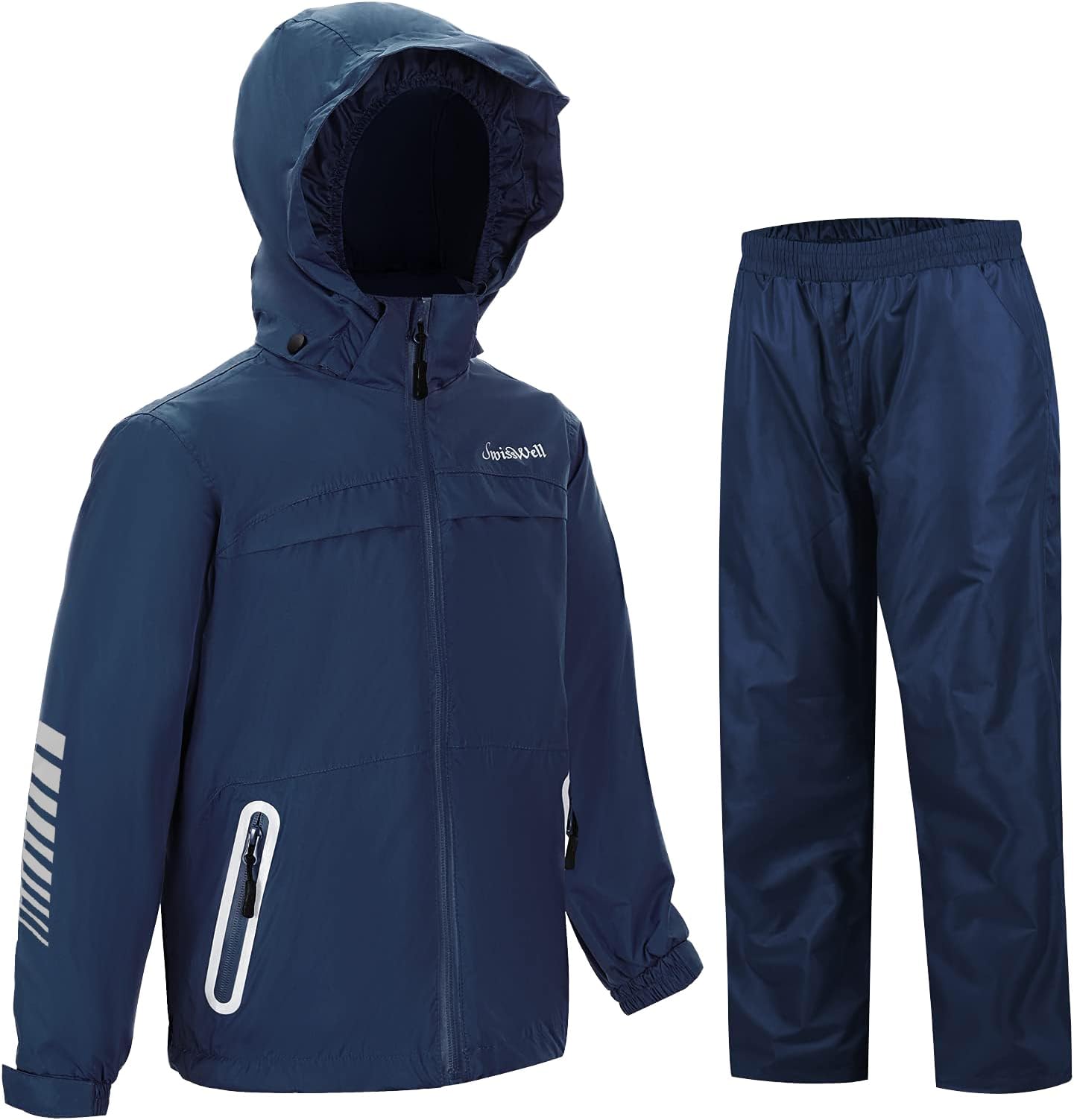 Kids Rain Gear Boys Girls Youth Waterproof Rain Suit Breathable Reflective Raincoat and Pants