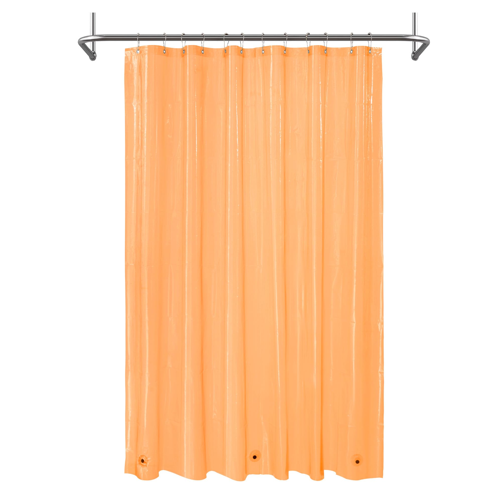 Mrs Awesome Clear Orange Shower Curtain Liner with 3 Magnets,72x72 4G PEVA Lightweight & Waterproof Plastic Shower Curtain for Bathroom,Clear Orange