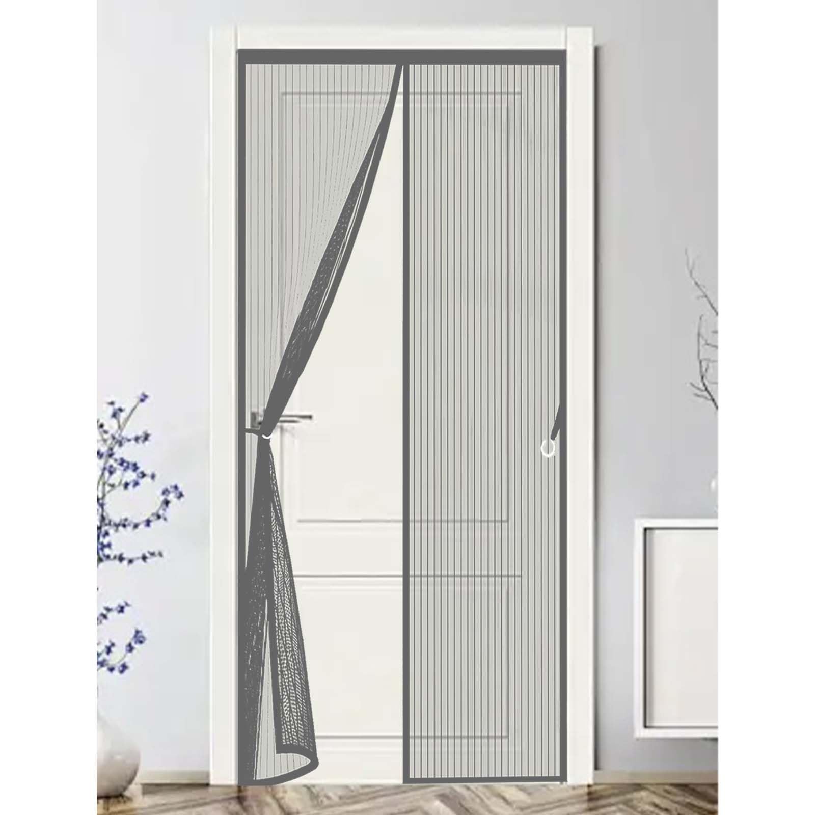 Fly Nets 154 x 204 cm Durable, Keeps Bugs Out, Kid and Pet Friendly Fly Screen Door Mesh Screen Curtain Hundreds of Sizes, Lets Fresh Air in, Grey