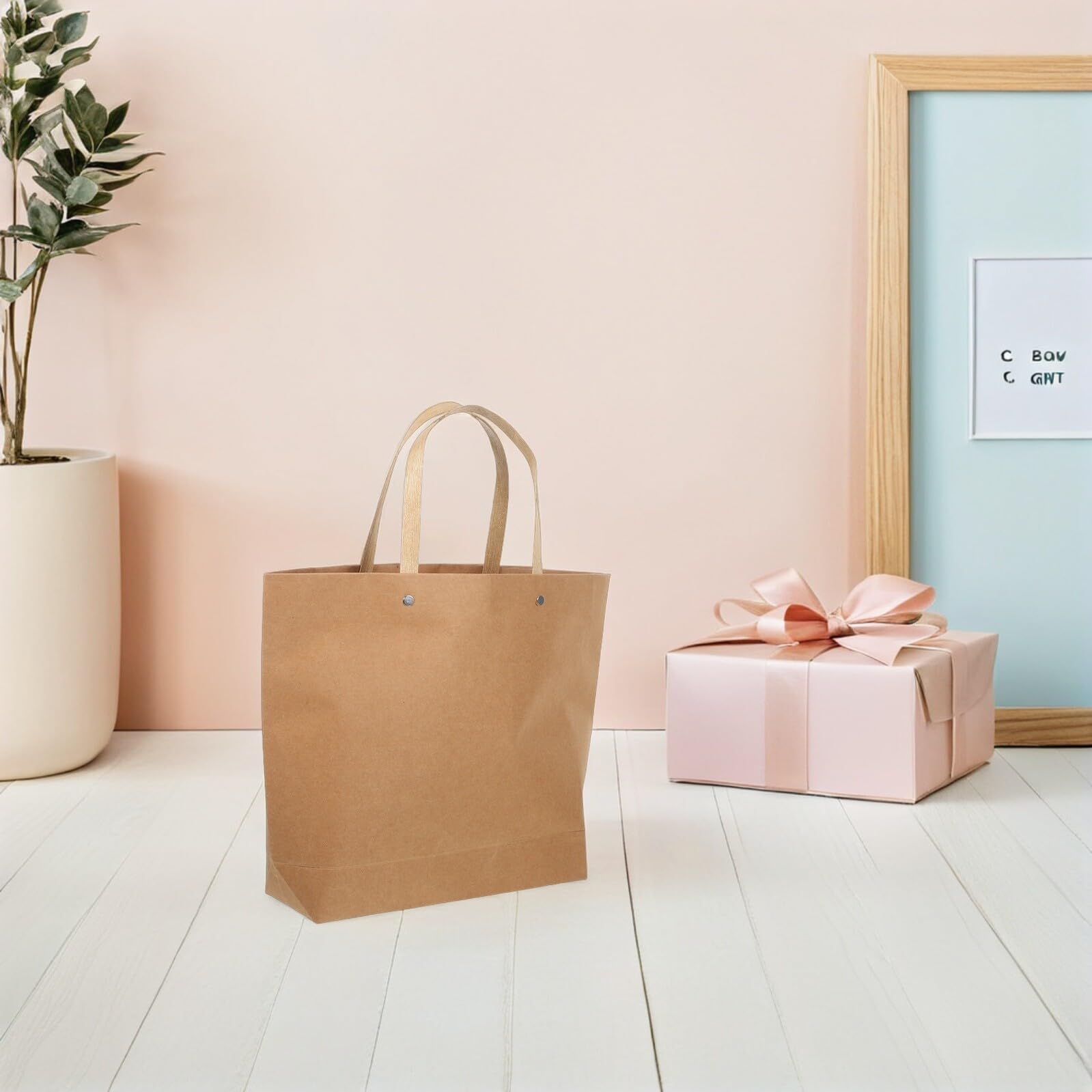 UTHCLO 25 Szt. Retro torba na prezenty torba na prezenty na imprezę brązowe torby papierowe kraft wielokrotnego użytku obecne PRZYPADKOWE Light Brown