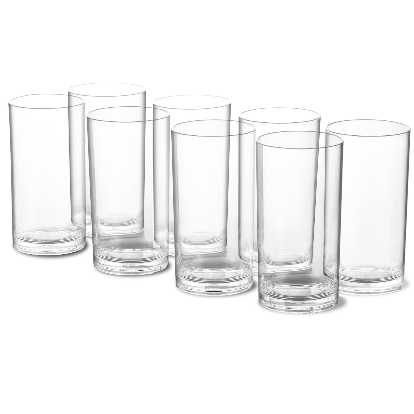 Kazozobi16-Ounce Plastic Tumblers Set of 8, Clear Plastic Drinking Glasses, Unbreakable Reusable Water Juice Cups, BPA-Free