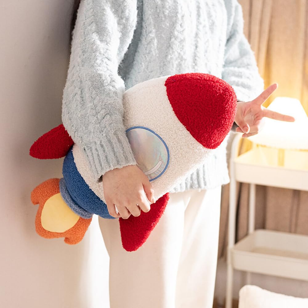 NatureMan Cuscini astronauti in peluche, decorazione per la stanza a tema spaziale, per ragazzi, ragazze, feste di compleanno, (razzo)