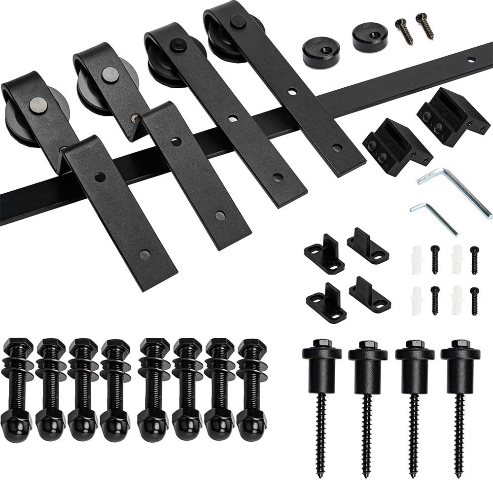 Buy SMARTSMITH 5ft Single Track Bypass Barn Door Hardware Kit,Upgraded