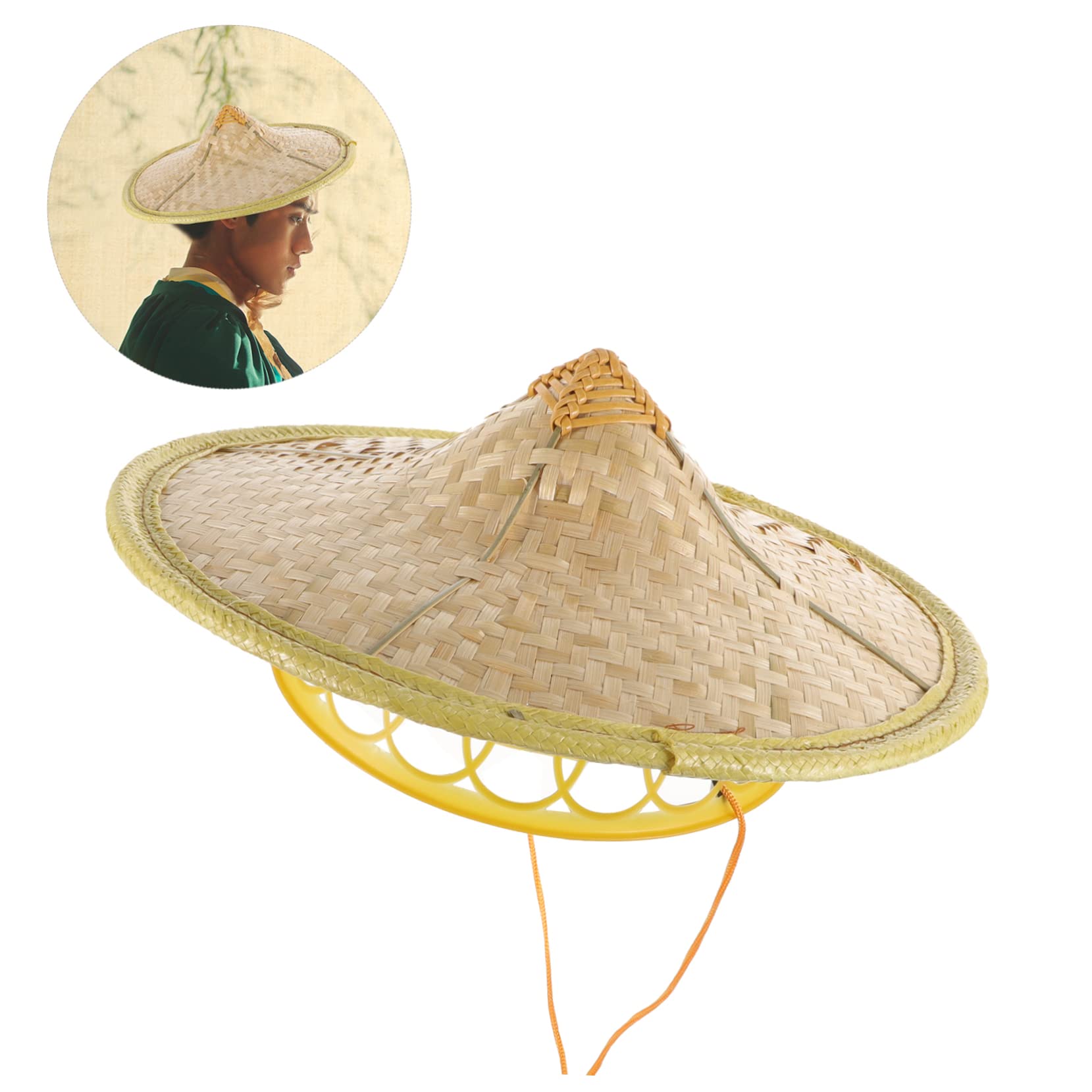 Holibanna sombrero caballeresco sombrero de mago sombrero de sombrero de copa tapa gorro sol sombrero sol sombrero japonés para hombre sombrero cónico japonés tejido de bambú rojo