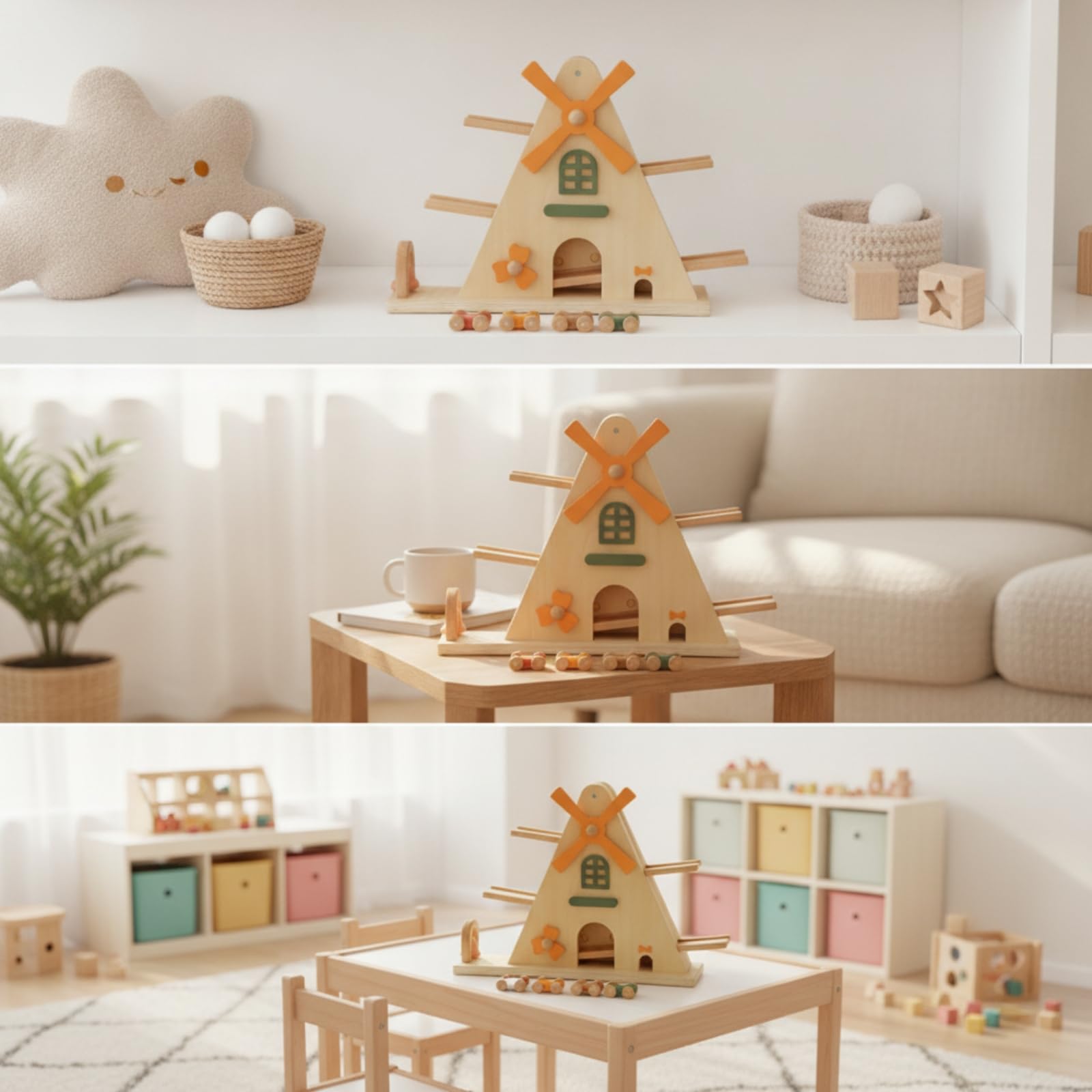 Gioco Educativo in Legno da Tavolo Pista Delle Biglie in Legno Didattico Gioclo per Bambini, Asilo Nido