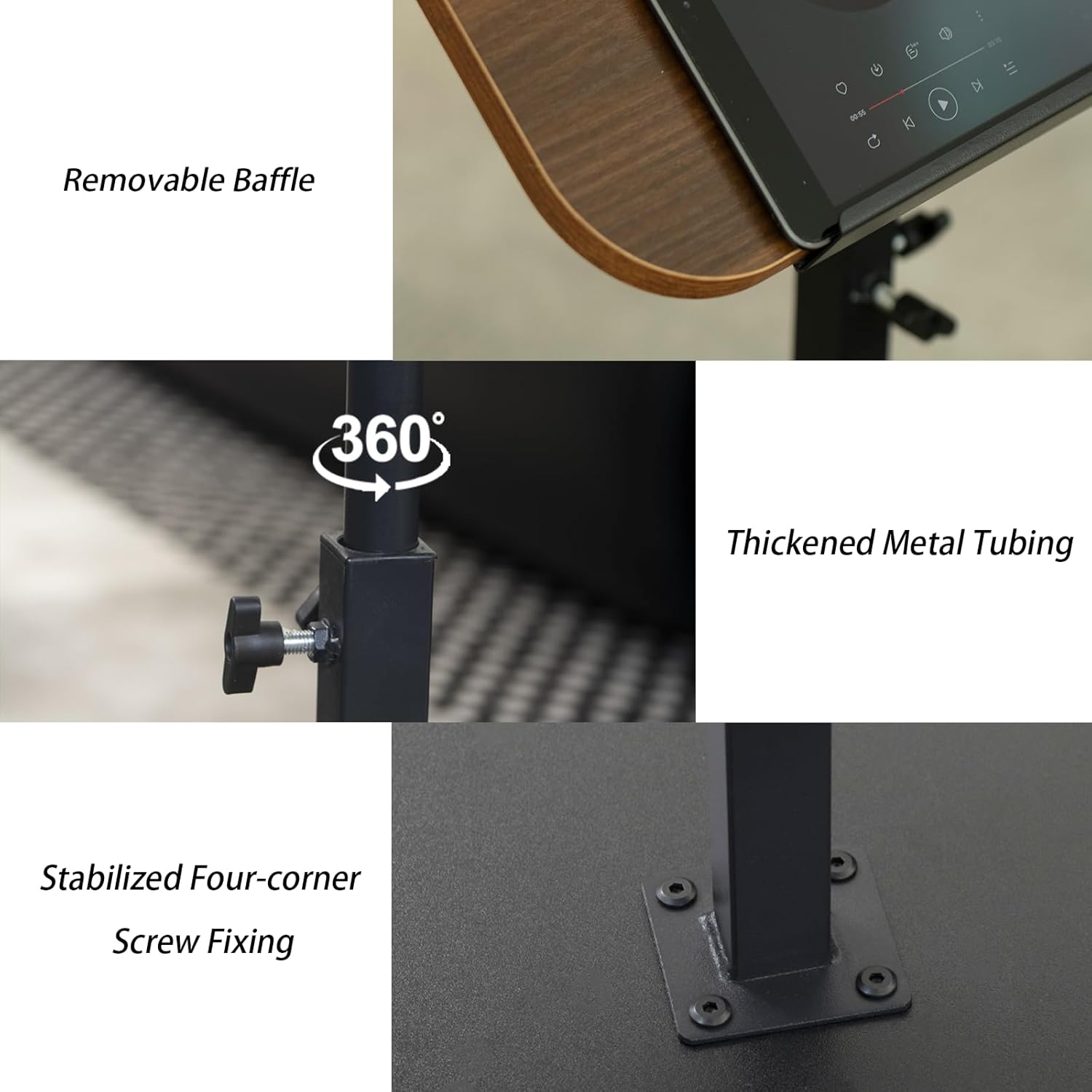 ACEQLYT® Small Adjustable Side Table, Adjustable Height & Flip-Over Panel Design & 360° Swivel, Couch Armrest C Shaped End Table, Laptop Stand for Couch