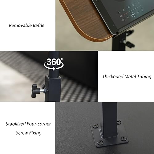 Miniatura 5 de Mesa auxiliar pequeña ajustable, altura ajustable, diseño de panel abatible y giro de 360, reposabrazos de sofá, mesa auxiliar en forma de C,