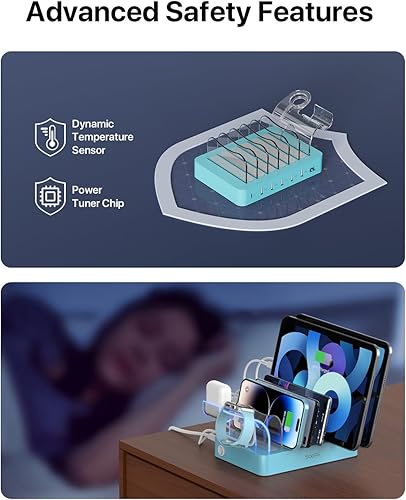 Miniatura 7 de SooPii Estación de carga PD de 60 W y 6 puertos para múltiples dispositivos, 20 W PD USB C carga rápida para lPhone 141312, 6 cables cortos
