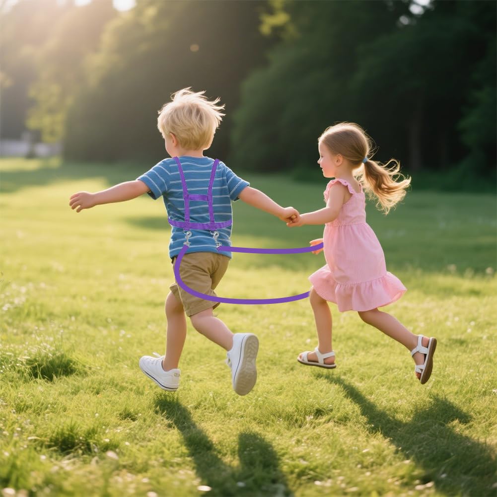 2 Stück Pferdeleine zum Spielen für Kinder Pferdegeschirr für Kinder zum Spielen,Verstellbares Pferdeleine Kinder, Holzpferd Zubehör, Pferdegeschirr zum Spielen für Jungen Mädchen Rollenspiel (Lila)
