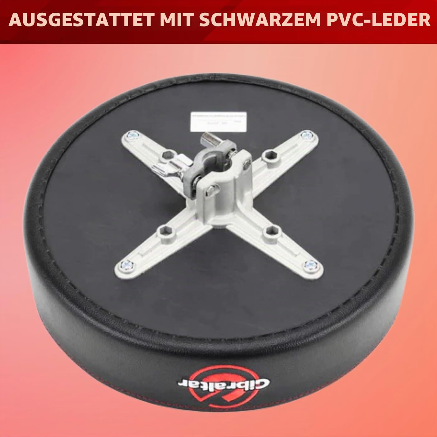 Gibraltar Schlagzeughocker, Drumhocker 9000 Series Round Pro Series, 9608E (Durchmesser: 35cm, Vinyl-Sitzfläche, Super Lock, Dreibein-Position, 'Super Foot' Gummifüße)