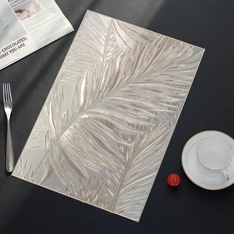 Image of Dakshya Industries PVC Waterproof Table Placemat & Table Runner Combo Set | 6 Dining Table Mats + 1 Runner | Heat Resistant, Washable, Non-Slip Table Mat Set (Home Elegance)