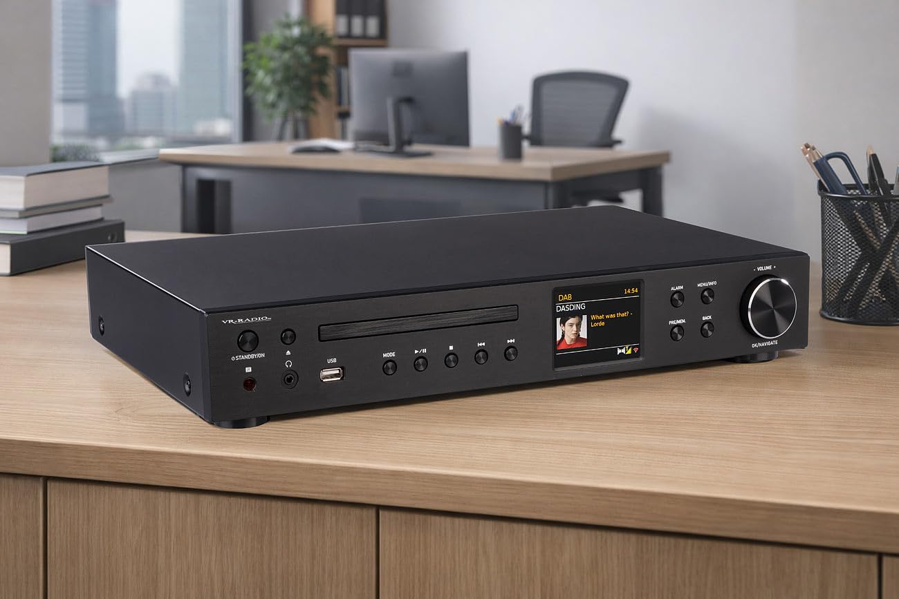 VR-Radio Radio Receiver: WLAN-Internetradio-Receiver, DAB+/UKW, CD, Bluetooth, 200 W, schwarz (DAB Tuner, Stereo DAB+ Internetradio)
