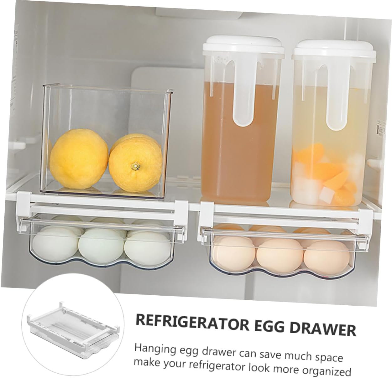 Generic 2pcs Refrigerator Drawer Storage Container Transparent Holder for Easy Access Space-saving Design for Kitchen Organization and Fresh Storage
