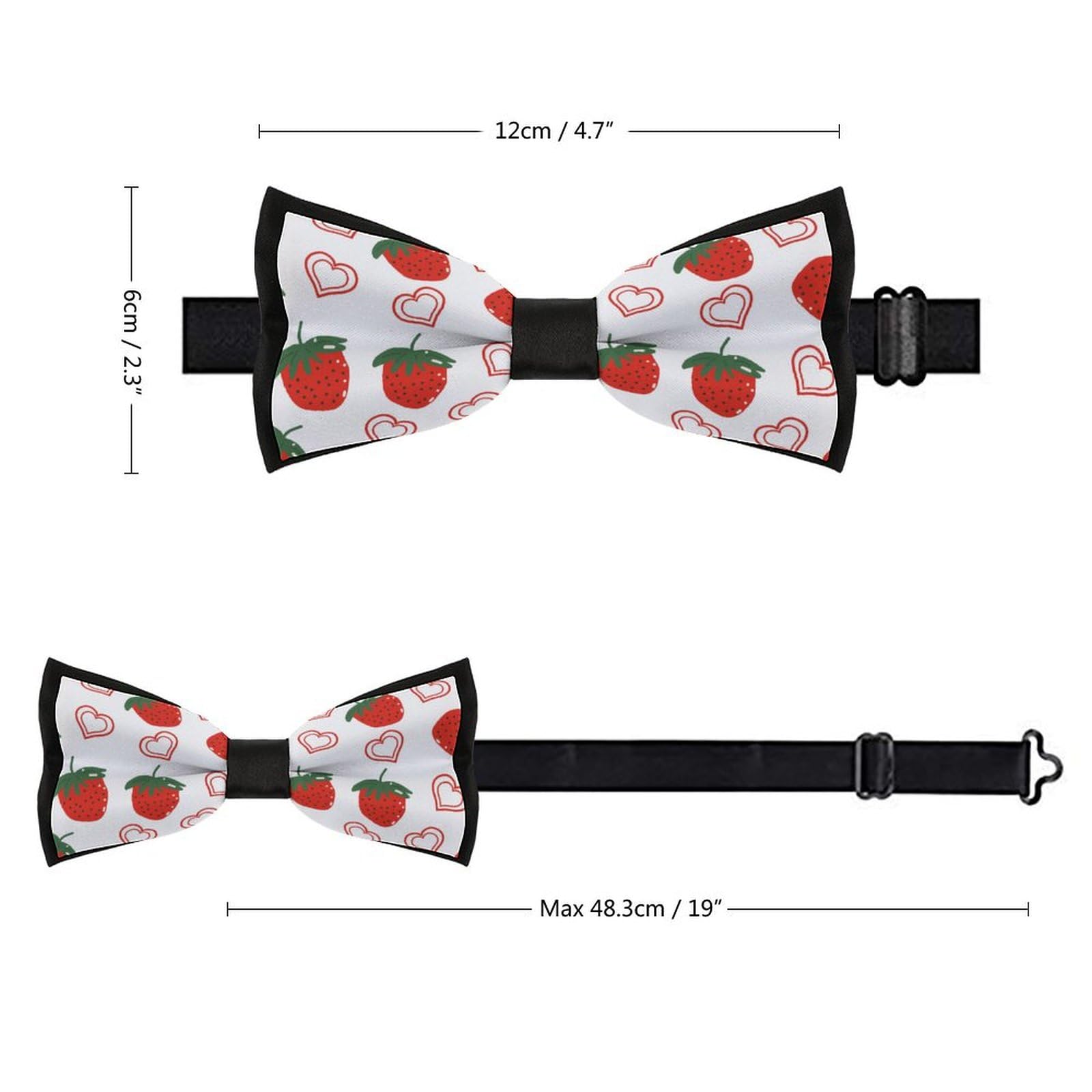 GoasNei Cute Strawberry Pattern Bow Tie for Men Adjustable Necktie Funny Tie Neck Ties for Weddings Party