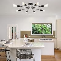 Vista 12 de Lámpara de techo moderna semi empotrada industrial 10 luz vintage aceite caucho bronce Sputnik lámpara iluminación industrial cocina lámpara