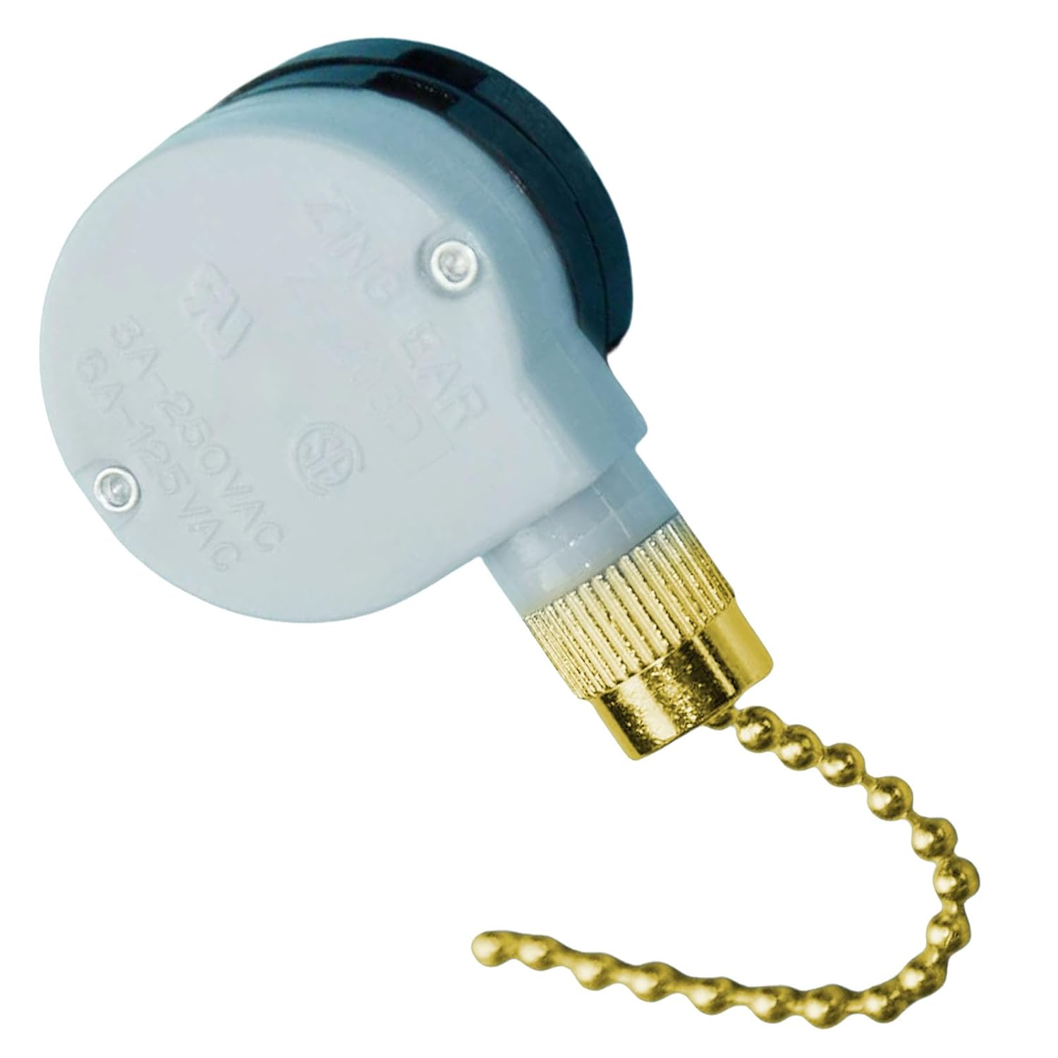 3Pcs Ceiling Fan Switch, ZE-208D Pull Chain Speed Control Switch for Zing Ear 3 Speed 8 Wire Replacement for Ceiling Fan Light, Wall Lamps, Cabinet Light (Gold Chain)