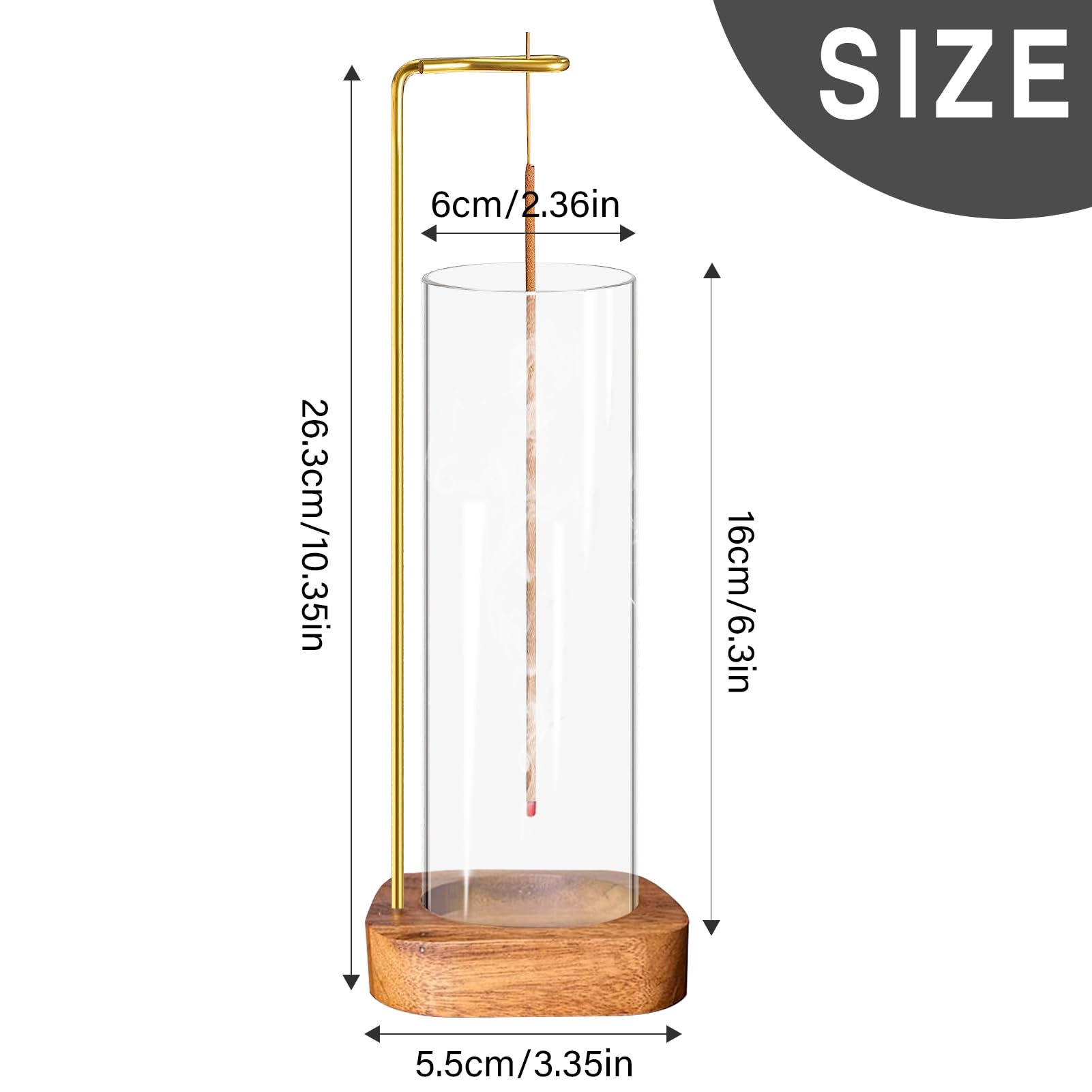 Luckwaii Porte-Encens En Bois à L'envers Avec Verre Amovible Bouteille Porte D'encens Bâton Avec Récupérateur Cendres Accessoire Room Décor Support Encens Pour Yoga Méditation