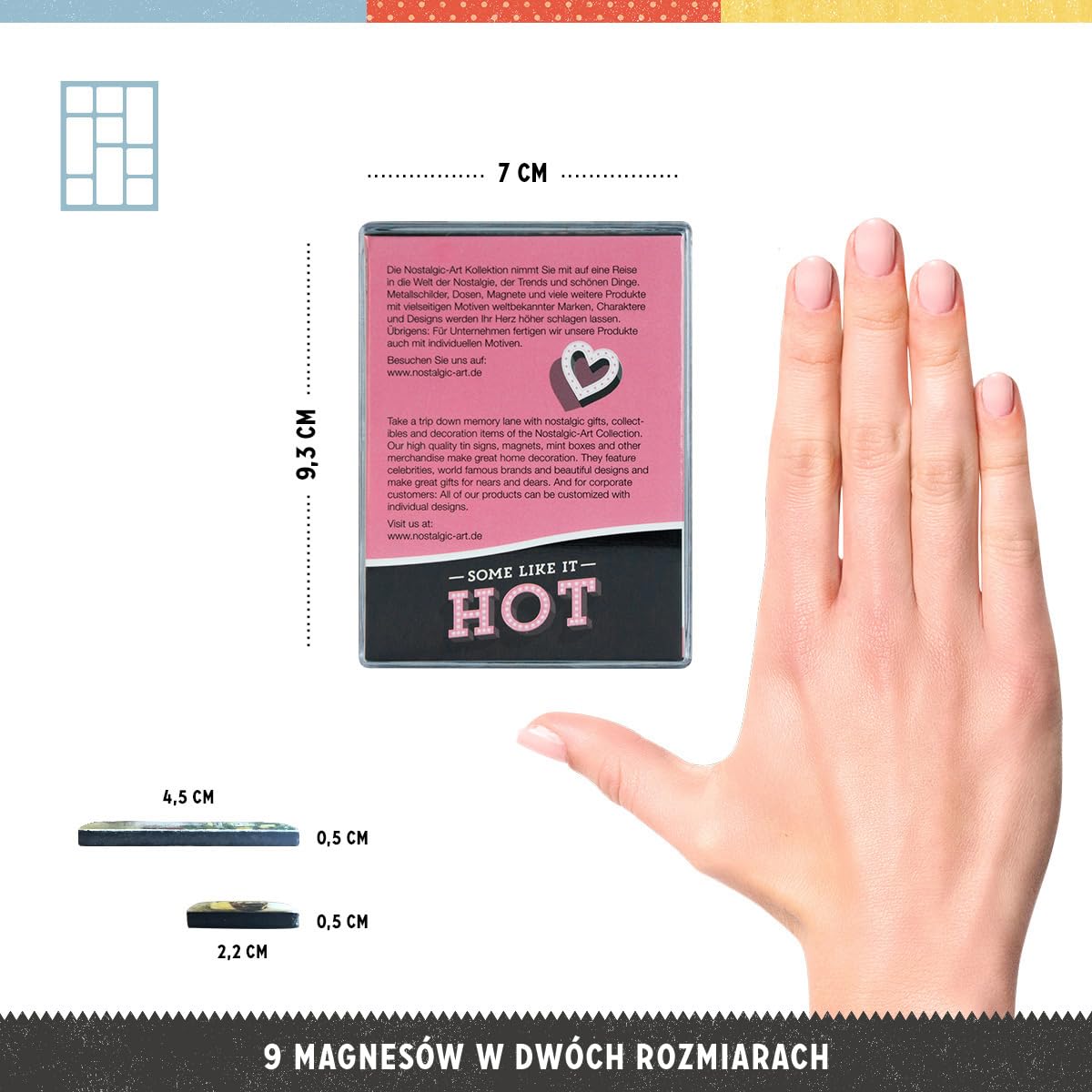 Nostalgic-Art Retro magnesy na lodówkę, 9 sztuk, Marilyn – Some Like It Hot – Pomysł na prezent dla miłośników kina, Official License Product (OLP), zestaw magnesów, Styl vintage
