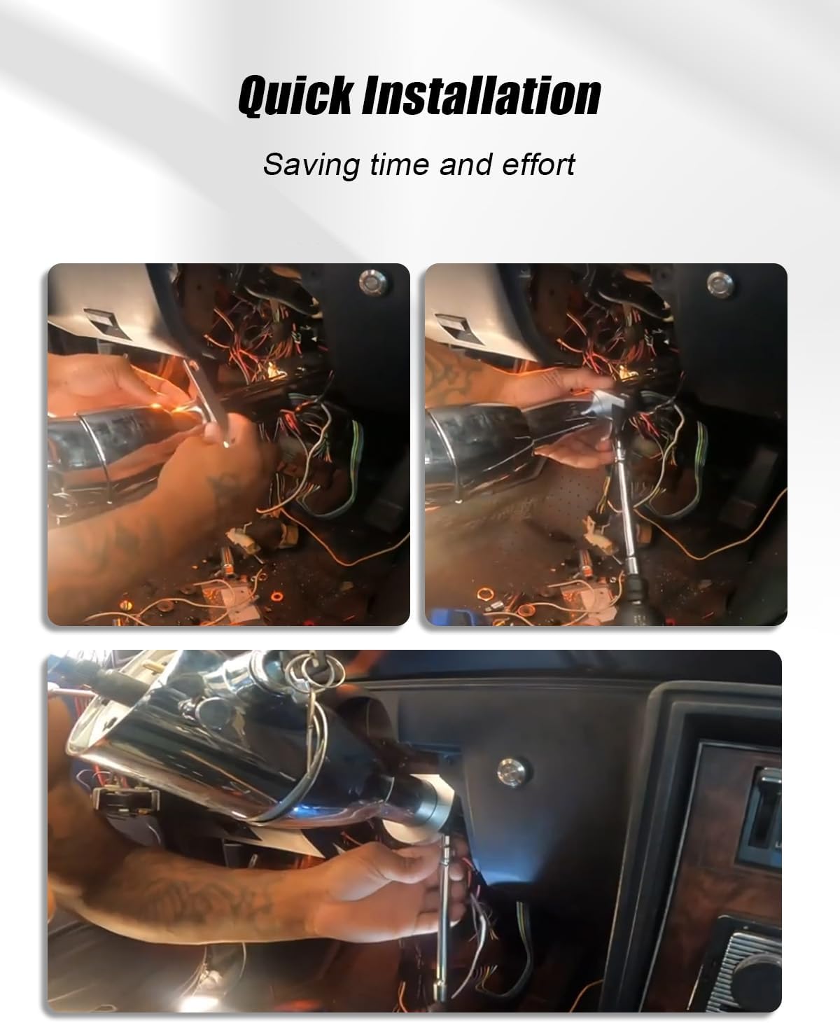 2" Swivel Base Floor Mount & 2" Column Polished Aluminum Keyed Steering Column Mount Fit for Vehicles Equipped with 2 inch Diameter Steering Column