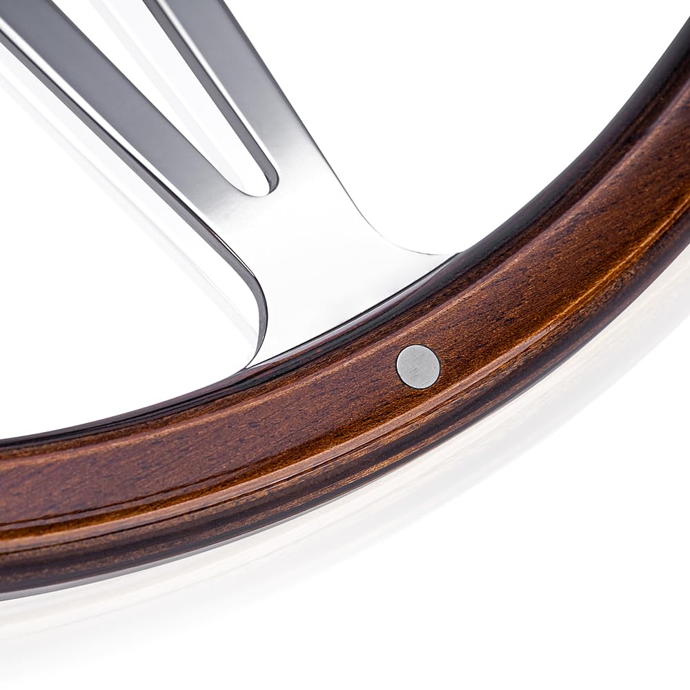PREMIUM MILLE 5052 Bootslenkrad Holz in Mahagoni Optik inkl. Adapter passend für alle Boote mit Teleflex Ultraflex Lenkungen Steuerrad Bootssteuer