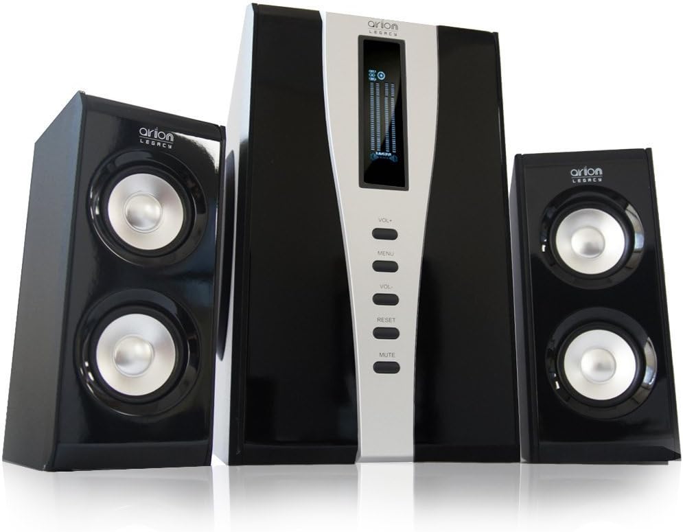 AC Powered 2.1 Speaker System with Massive Subwoofer and Remote Control 140W Piano Black (AR508)