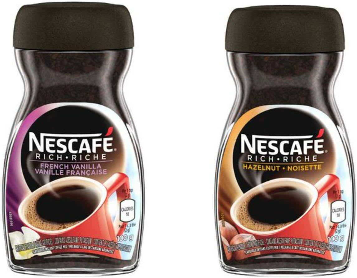 NESCAFE Coffee Bundle, One Rich Hazelnut 100g and One Rich French Vanilla 100g, {Imported from Canada}