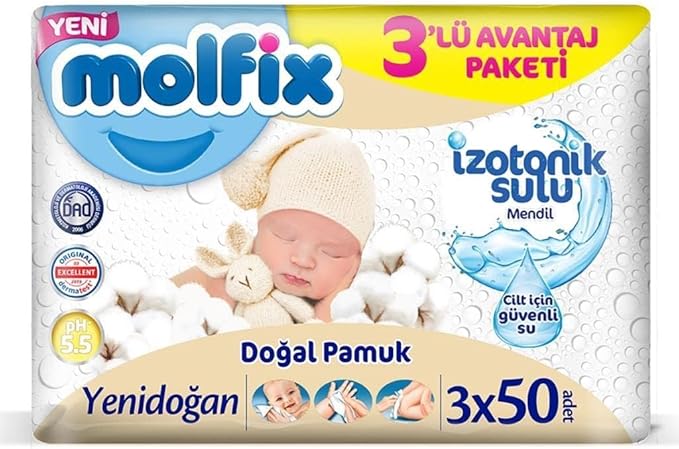 Molfix Yenidoğan İzotonik Sulu Islak Havlu 150 Yaprak