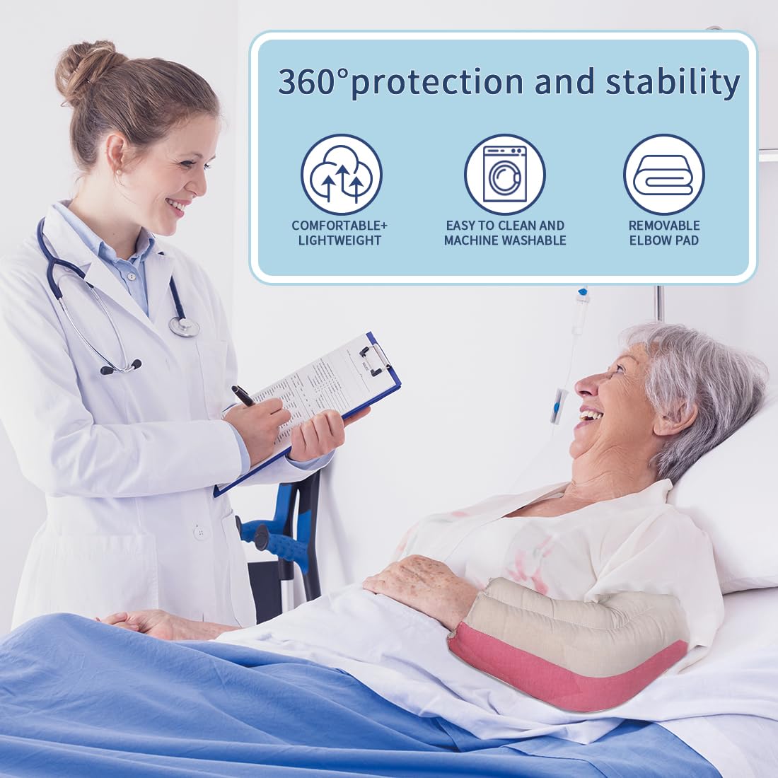 EZ Assistive Coderas protectoras de soporte de codo para ancianos y pacientes postrados en cama, protector de codo con espuma suave, 1 unidad